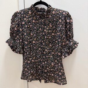 Selkie Floral Blouse with Padded Shoulders